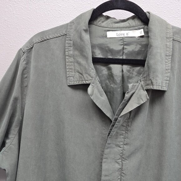 Love 8 Shirt Womens Extra Large Green Lyocell Utility Button Front Pockets - Picture 2 of 12